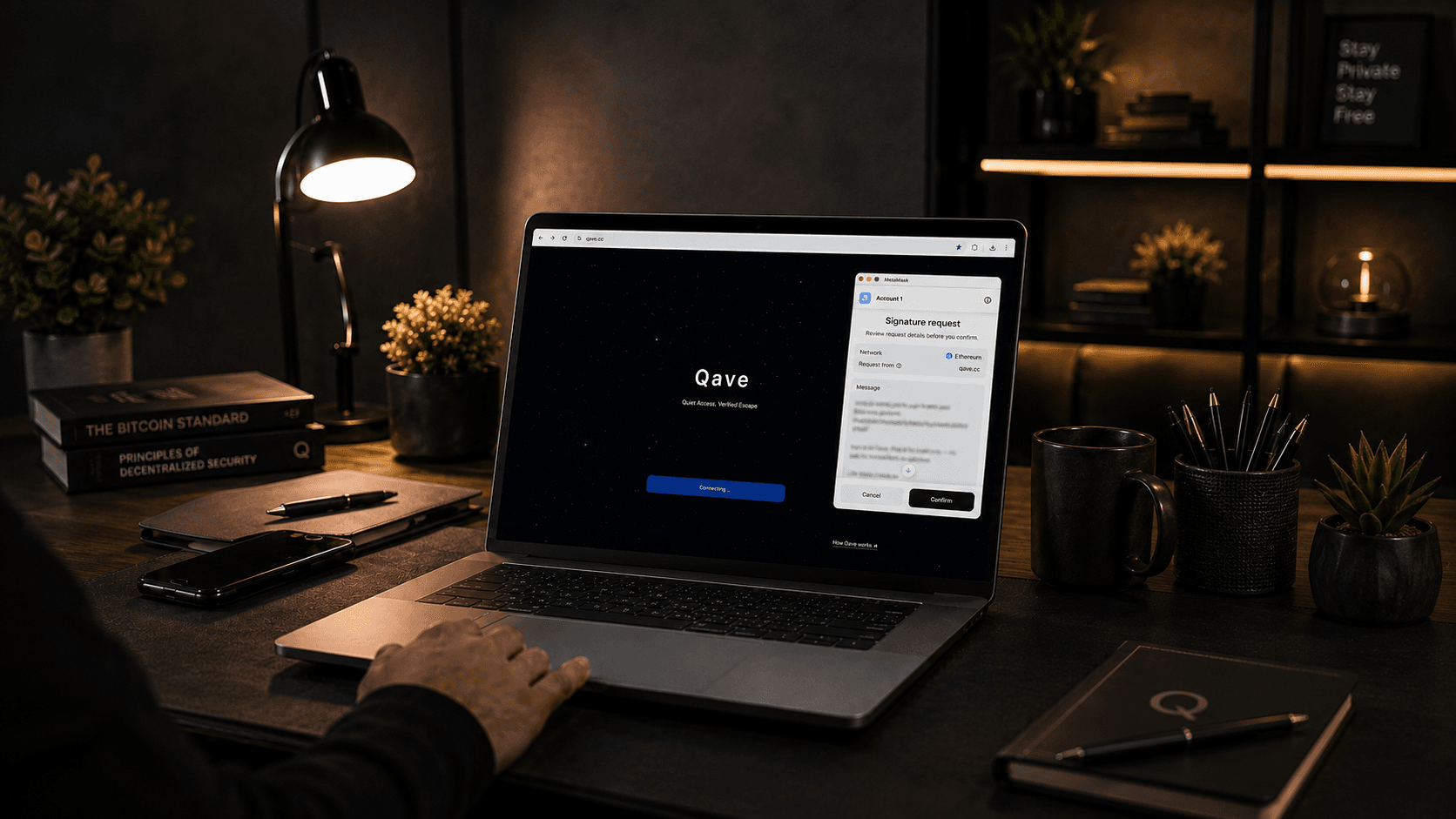 Qave wallet sign-in on desktop