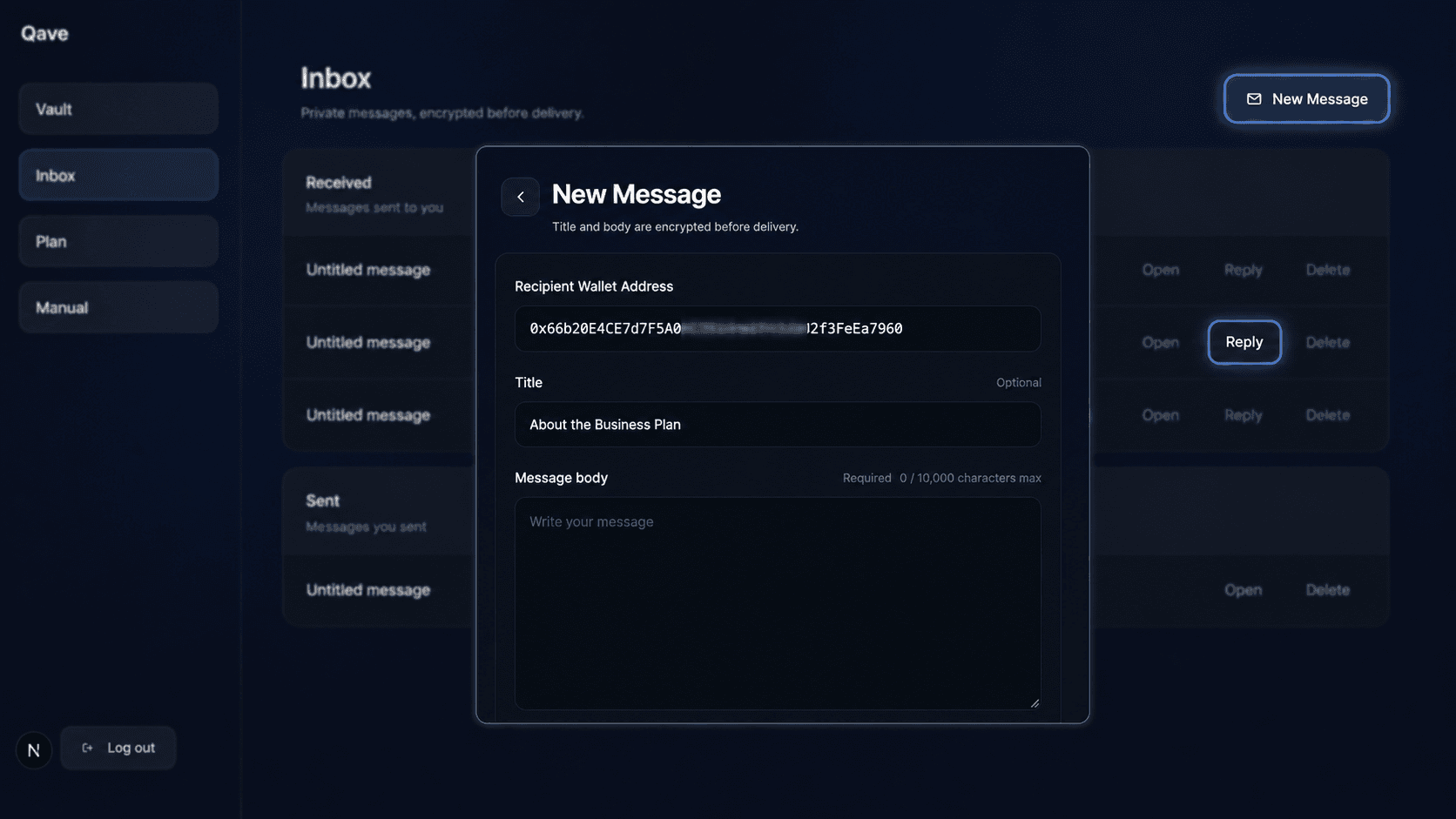 Qave encrypted private message